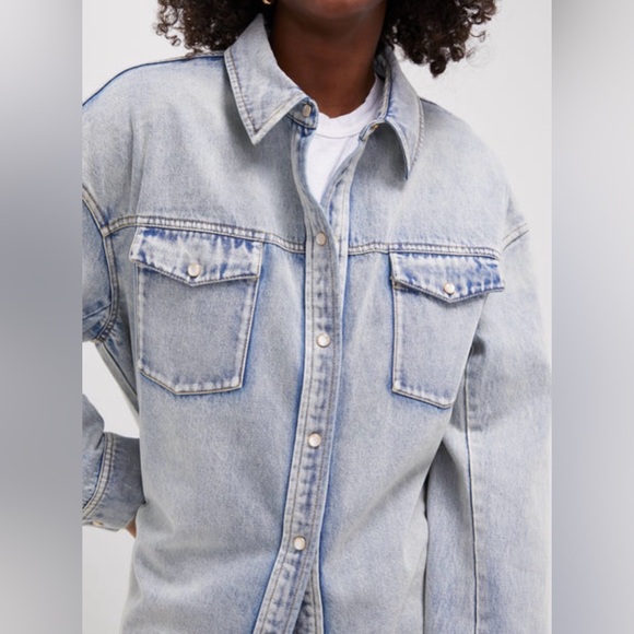 Tuckernuck Jackets & Blazers - TUCKERNUCK Acid Wash Denim Parker Shacket | Shirt Jacket | Snaps | XS | NWT